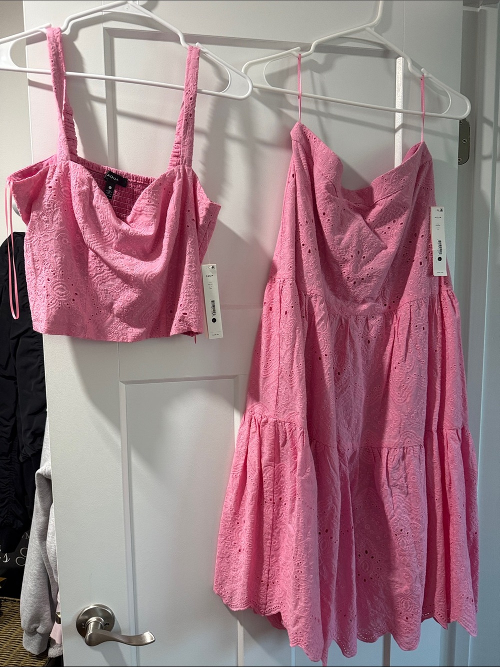 Pink Eyelet Two-Piece Dress Set